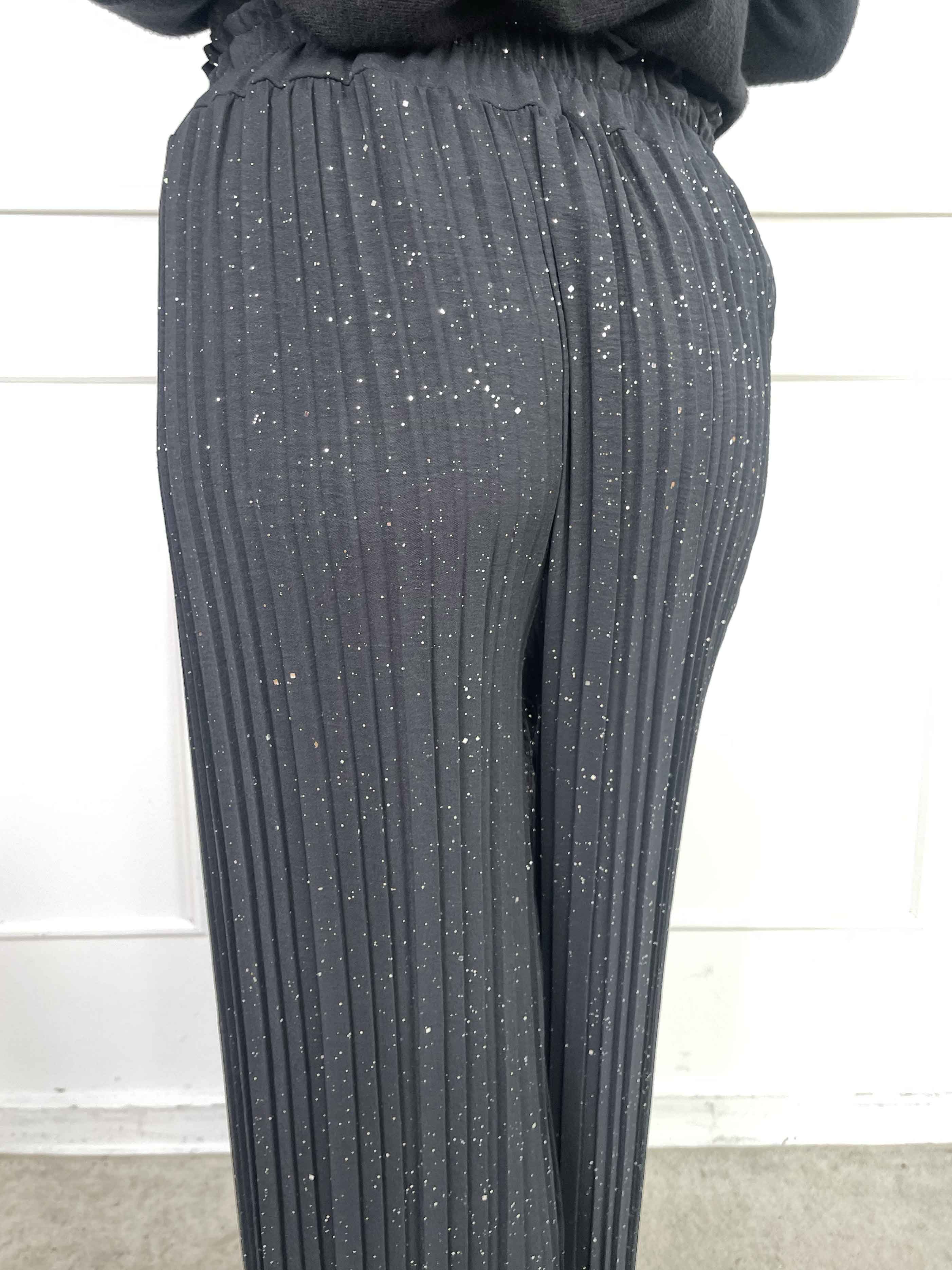 Pola Glitter - Plisseret løse bukser med glimmer